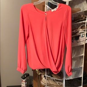 pink, sheer dressy shirt